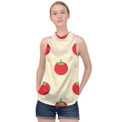 Fresh Tomato High Neck Satin Top