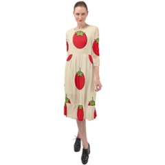 Fresh Tomato Ruffle End Midi Chiffon Dress by HermanTelo