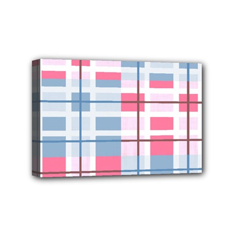 Fabric Textile Plaid Mini Canvas 6  X 4  (stretched)