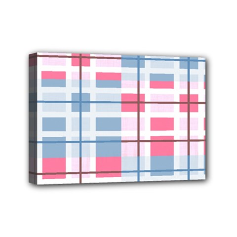 Fabric Textile Plaid Mini Canvas 7  X 5  (stretched)