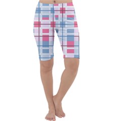 Fabric Textile Plaid Cropped Leggings 