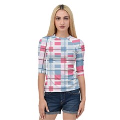 Fabric Textile Plaid Quarter Sleeve Raglan Tee