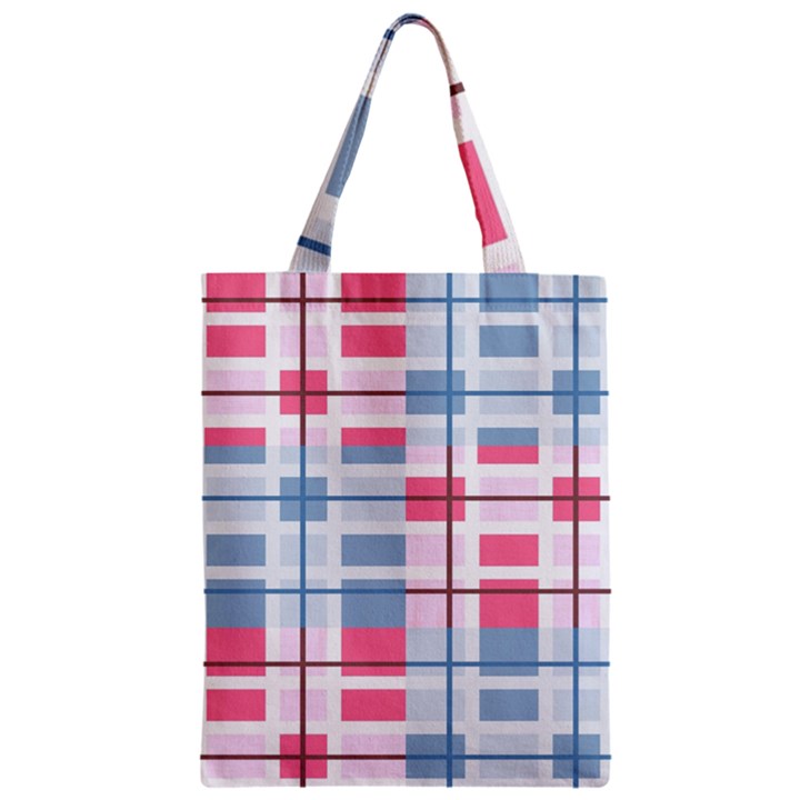 Fabric Textile Plaid Zipper Classic Tote Bag