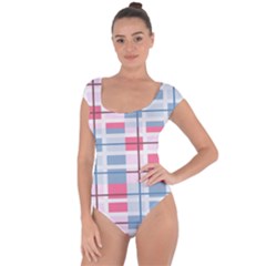 Fabric Textile Plaid Short Sleeve Leotard 