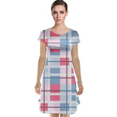 Fabric Textile Plaid Cap Sleeve Nightdress