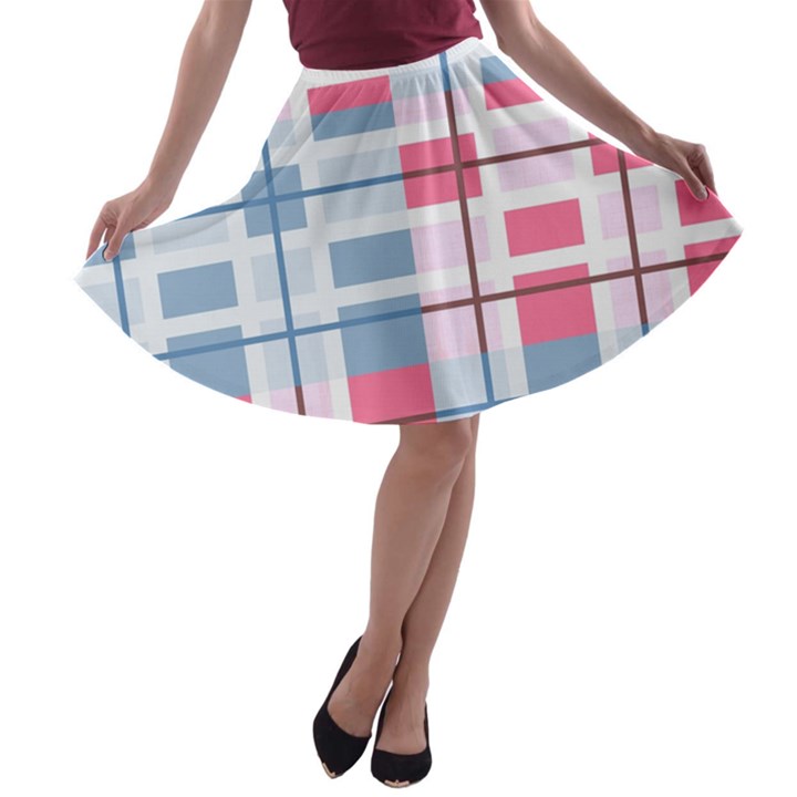 Fabric Textile Plaid A-line Skater Skirt