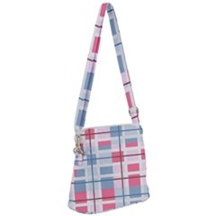 Fabric Textile Plaid Zipper Messenger Bag