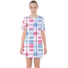 Fabric Textile Plaid Sixties Short Sleeve Mini Dress by HermanTelo