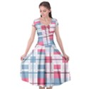 Fabric Textile Plaid Cap Sleeve Wrap Front Dress View1