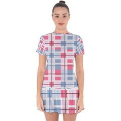 Fabric Textile Plaid Drop Hem Mini Chiffon Dress by HermanTelo