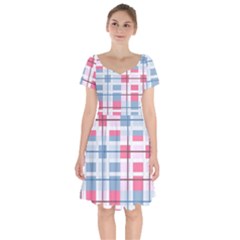 Fabric Textile Plaid Short Sleeve Bardot Dress