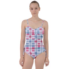 Fabric Textile Plaid Sweetheart Tankini Set