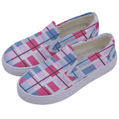 Fabric Textile Plaid Kids  Canvas Slip Ons by HermanTelo