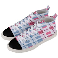 Fabric Textile Plaid Men s Mid-top Canvas Sneakers