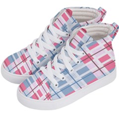 Fabric Textile Plaid Kids  Hi-top Skate Sneakers by HermanTelo