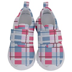 Fabric Textile Plaid Kids  Velcro No Lace Shoes by HermanTelo