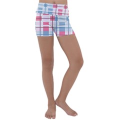 Fabric Textile Plaid Kids  Lightweight Velour Yoga Shorts