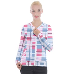 Fabric Textile Plaid Casual Zip Up Jacket