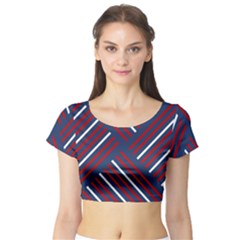 Geometric Background Stripes Short Sleeve Crop Top