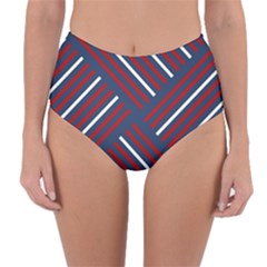 Geometric Background Stripes Reversible High-waist Bikini Bottoms