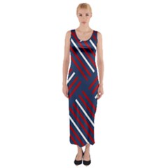 Geometric Background Stripes Fitted Maxi Dress by HermanTelo