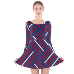 Geometric Background Stripes Long Sleeve Velvet Skater Dress by HermanTelo