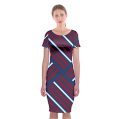 Geometric Background Stripes Classic Short Sleeve Midi Dress