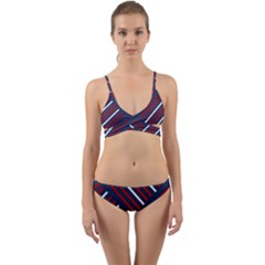 Geometric Background Stripes Wrap Around Bikini Set