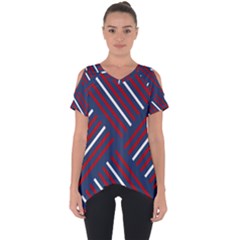 Geometric Background Stripes Cut Out Side Drop Tee by HermanTelo