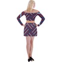 Geometric Background Stripes Off Shoulder Top with Mini Skirt Set View2