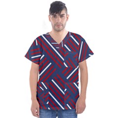 Geometric Background Stripes Men s V-neck Scrub Top