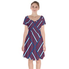 Geometric Background Stripes Short Sleeve Bardot Dress