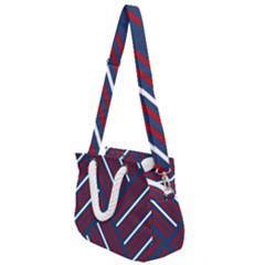 Geometric Background Stripes Rope Handles Shoulder Strap Bag