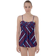 Geometric Background Stripes Babydoll Tankini Set