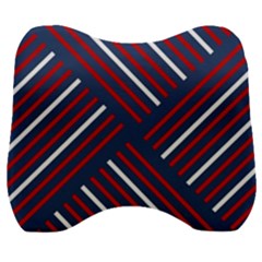 Geometric Background Stripes Velour Head Support Cushion by HermanTelo