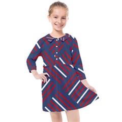 Geometric Background Stripes Kids  Quarter Sleeve Shirt Dress by HermanTelo