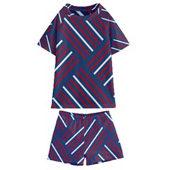 Geometric Background Stripes Kids  Swim Tee And Shorts Set