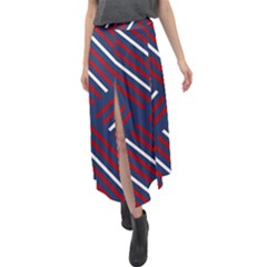 Geometric Background Stripes Velour Split Maxi Skirt