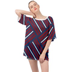 Geometric Background Stripes Oversized Chiffon Top by HermanTelo