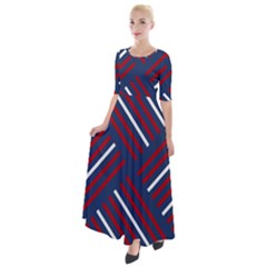 Geometric Background Stripes Half Sleeves Maxi Dress by HermanTelo