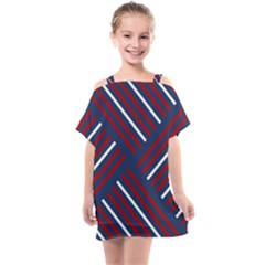 Geometric Background Stripes Kids  One Piece Chiffon Dress