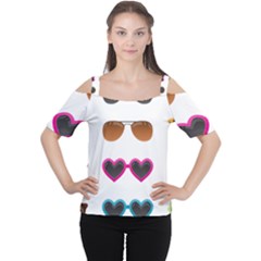 Eyeglasses Cutout Shoulder Tee