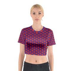 Blue Pattern Texture Cotton Crop Top