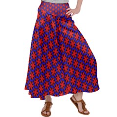 Blue Pattern Texture Satin Palazzo Pants