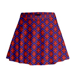 Blue Pattern Texture Mini Flare Skirt