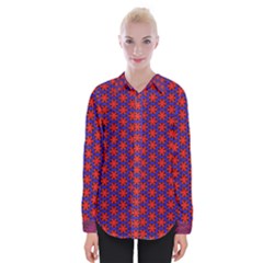 Blue Pattern Texture Womens Long Sleeve Shirt