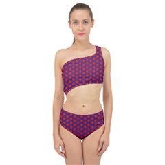 Blue Pattern Texture Spliced Up Two Piece Swimsuit