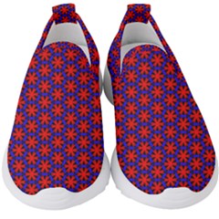 Blue Pattern Texture Kids  Slip On Sneakers