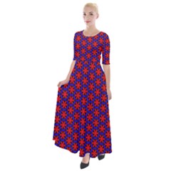 Blue Pattern Texture Half Sleeves Maxi Dress by HermanTelo