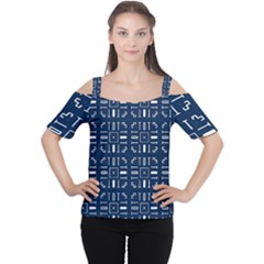 Background Blue Cutout Shoulder Tee